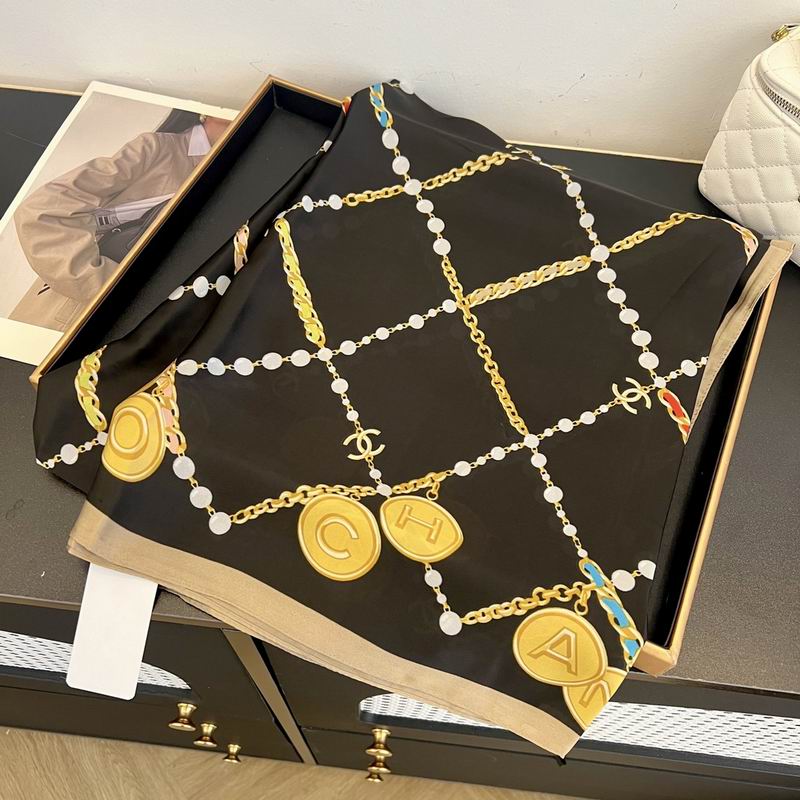 Chanel silk scarf 90-180cm E20 (2)